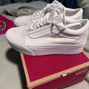 Vans cream colored platform sneakers